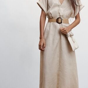 Belt linen dress